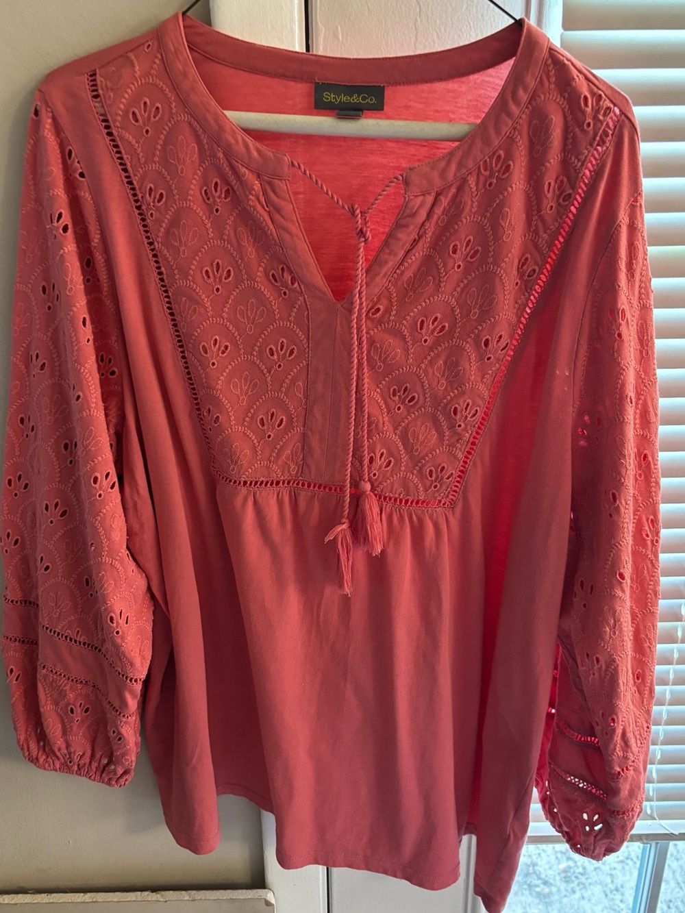 Style & Co. 2x Pink Peasant Top